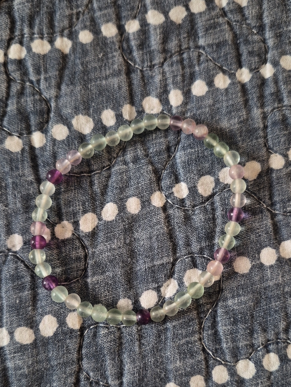 Multi-Colored Natural Fluorite Beaded Stretch Bracelet - Women Jewelry